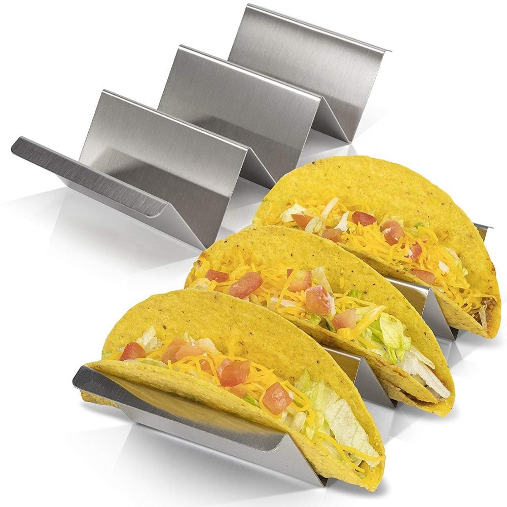 Roestvrijstalen vaatwasser en grillbestendige taco tortilla tray truck rack houder standaard groothandel set
