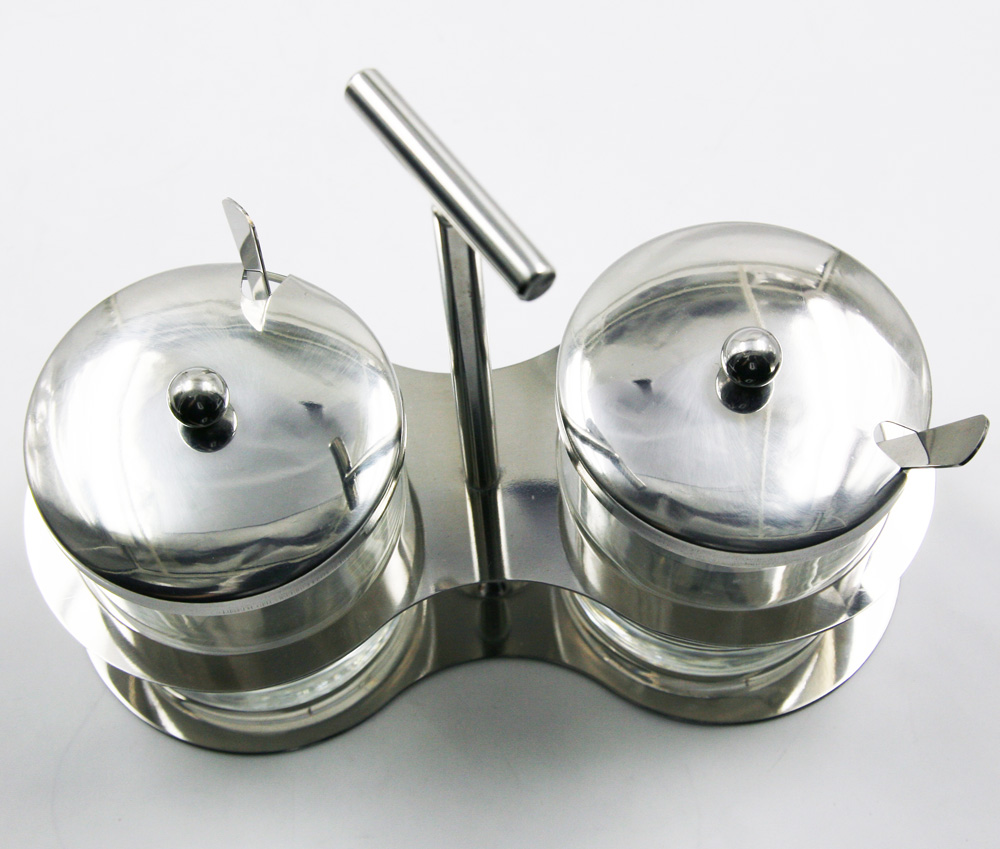 Stainless steel glass Condiment Caddy 2pcs Set EB-CC003
