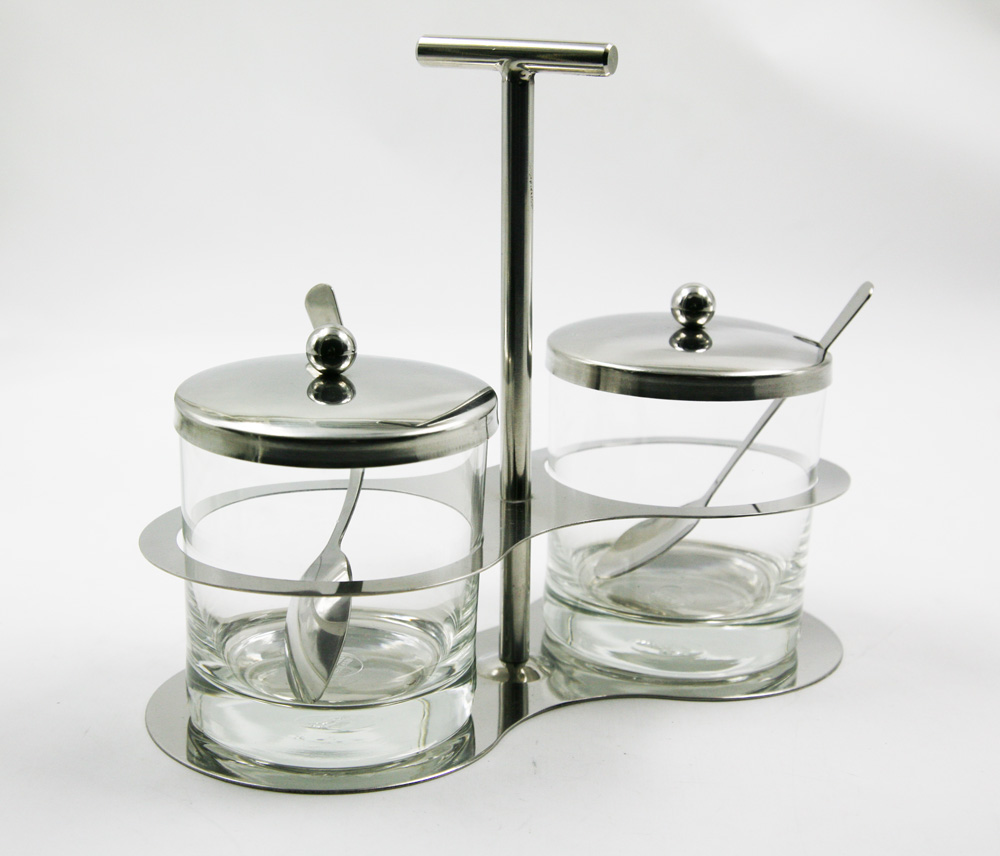 Stainless steel glass Condiment Caddy 2pcs Set EB-CC003