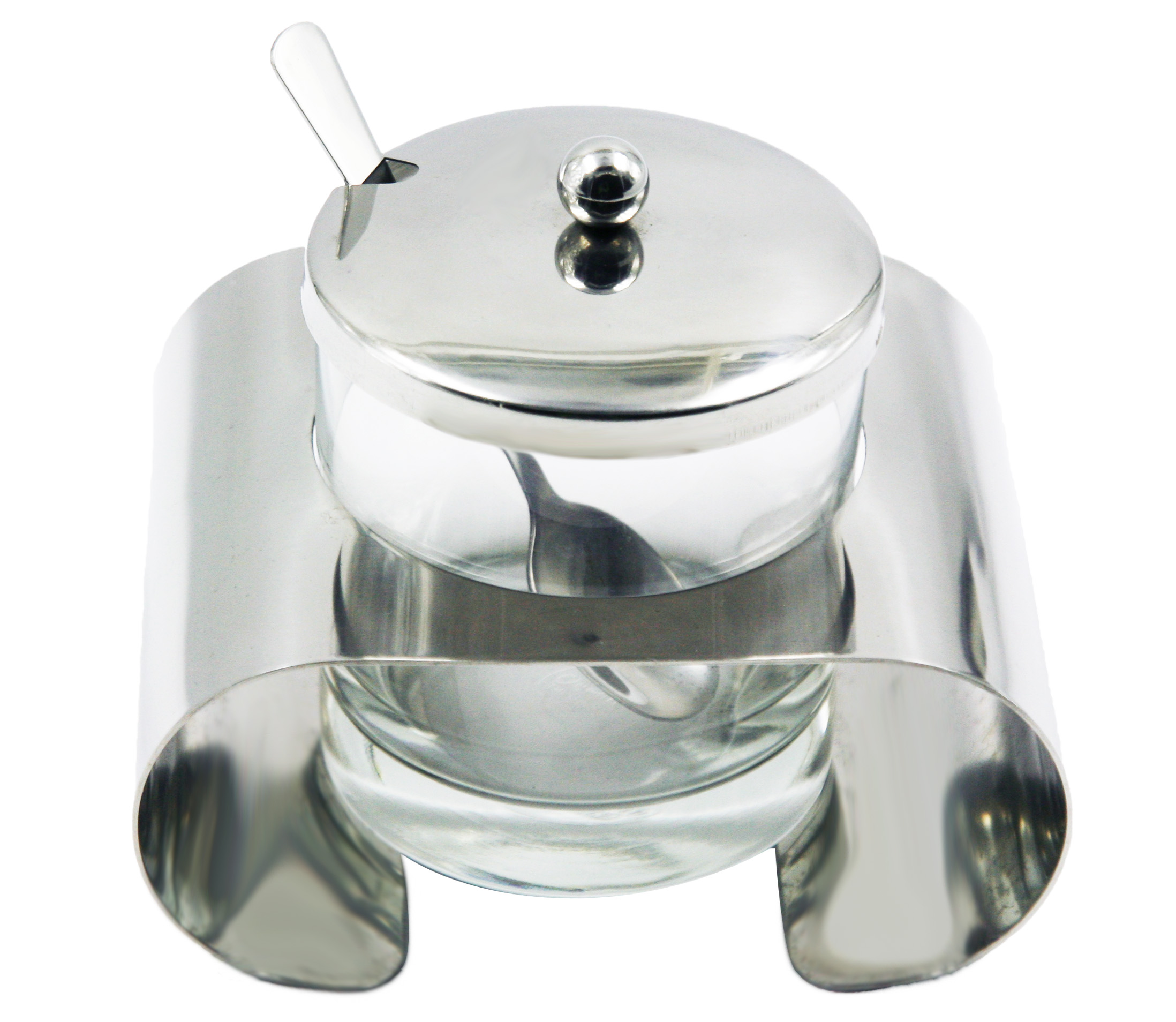 Stainless steel  glass Condiment Caddy  with spoon EB-CC002