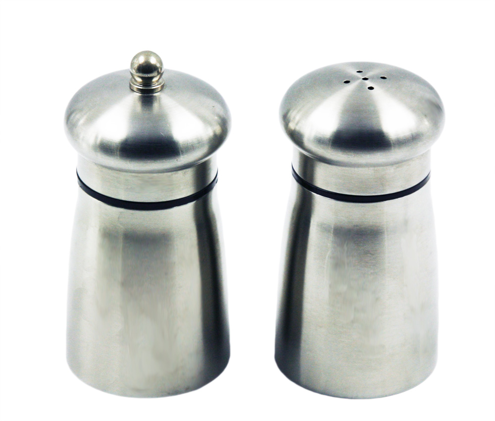 加厚设计的不锈钢盐罐和胡椒​​磨套装 EB-SP44