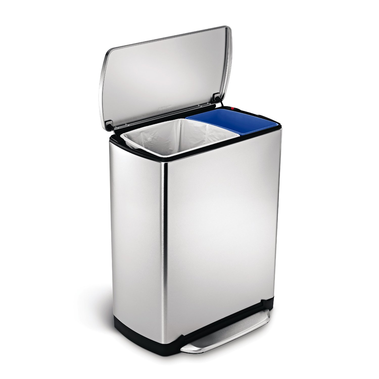 Wide-Step Rectangular Step Trash Can Recycler, Stainless Steel rubbish can EB-P0072
