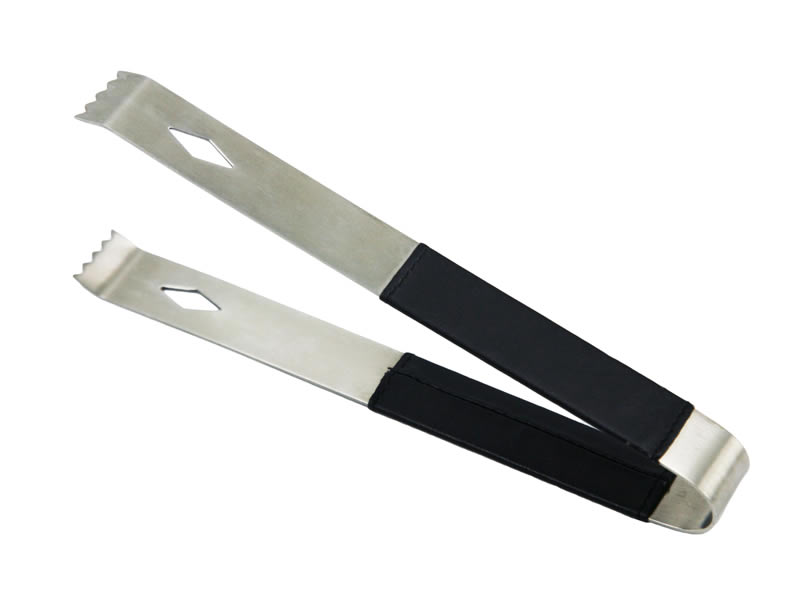 stainless steel bar ice tongs with Pu leather coating  EB-BT30P