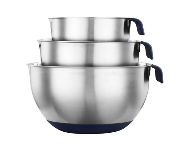 stainless steel kitchen bowls with handle and scale lines