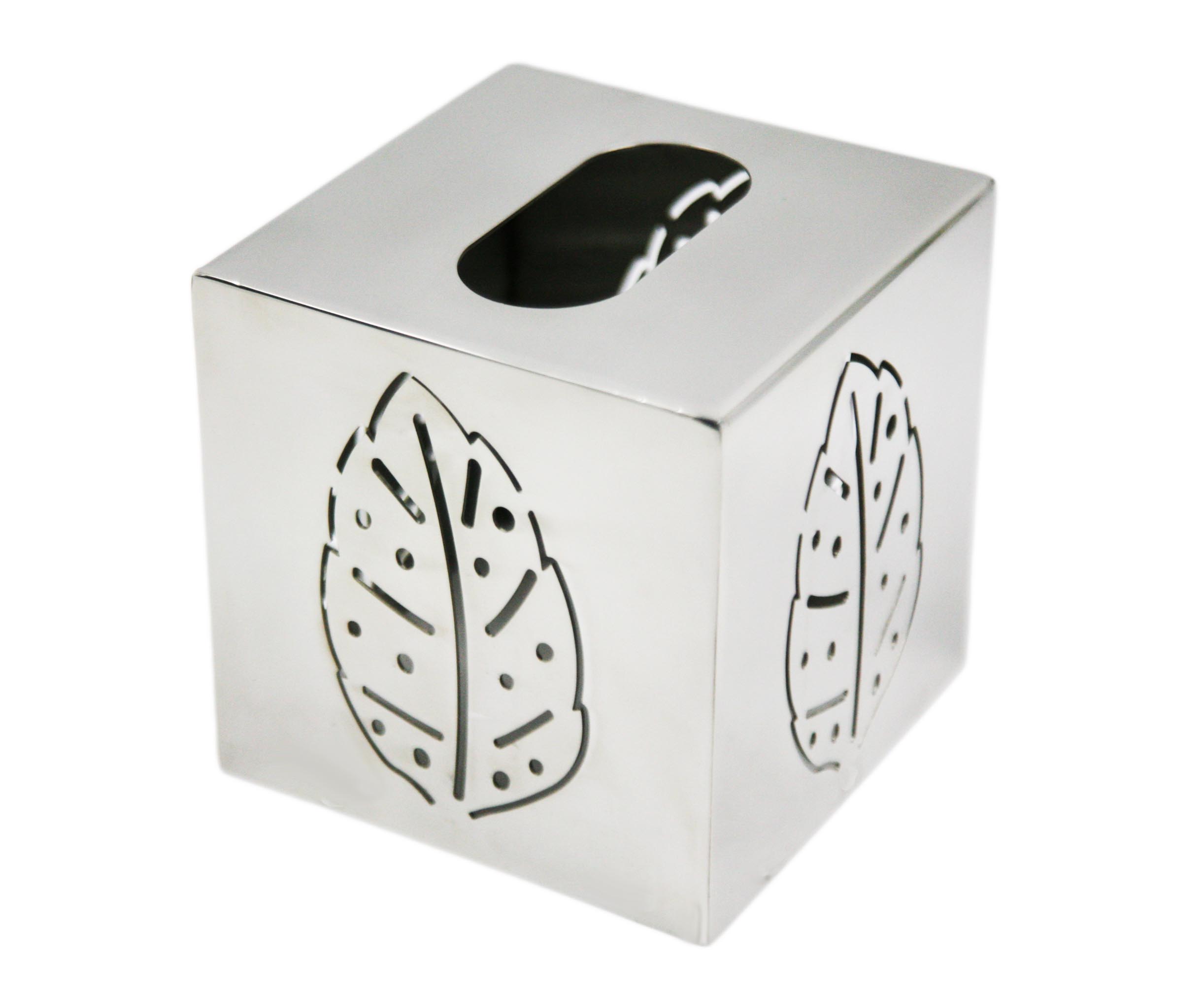 caja de lata de tejido de acero inoxidable con caja de pañuelos espejo caja de papel de seda pulido EB-TH40