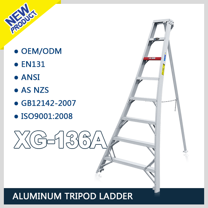 XINGON escalera de aluminio para trípode / escalera para huerto XG-136A
