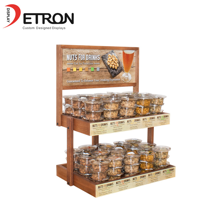 2 Tiers wooden countertop small display stand for nuts