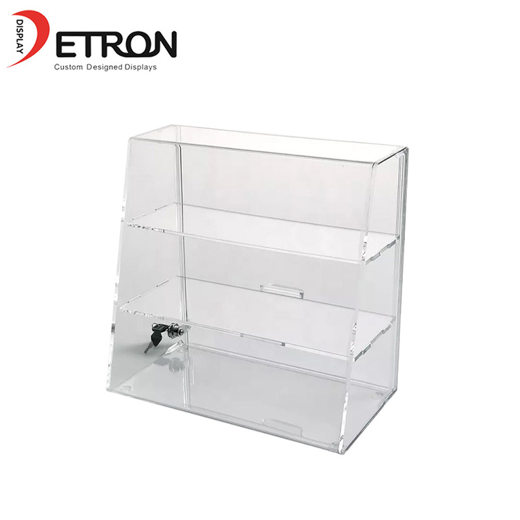 3 Tiers countertop clear acrylic watch display stand with locked