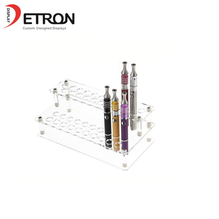 China made custom clear countertop e-cig acrylic bottle display stand 2 layer e-cigarette acrylic display case