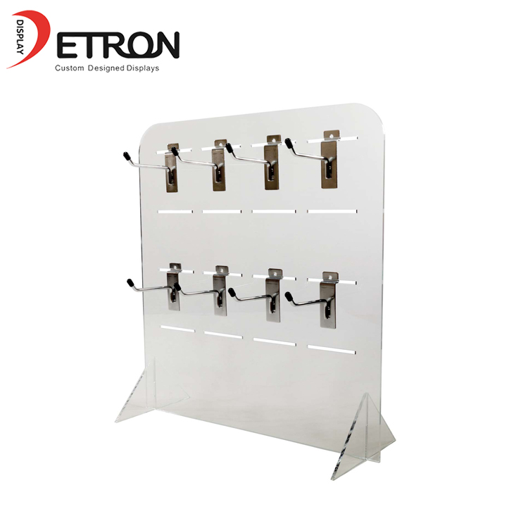Clear acrylic customized counter display stand with metal hook