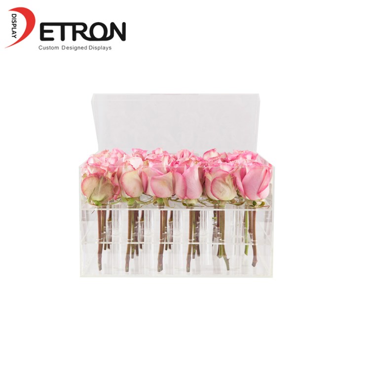 Custom countertop flower acrylic display box flower rose display stand china made