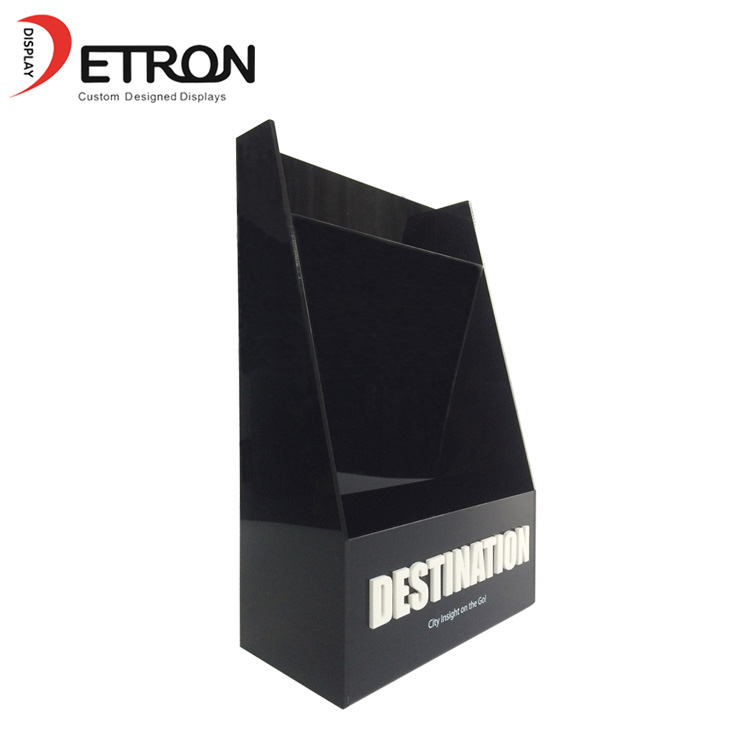 Customized LOGO countertop black acrylic book display stand for magazine