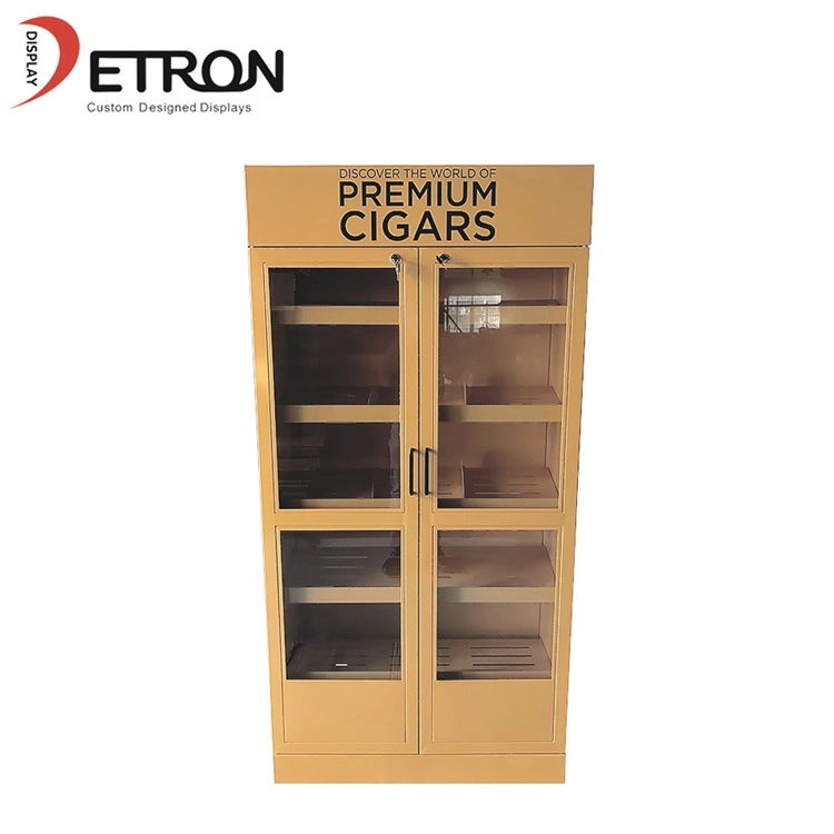 China Customized double door metal flooring display cabinet for cigars manufacturer