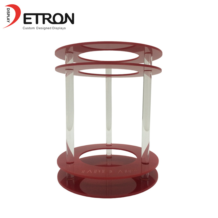 Customized red acrylic countertop speaker small display stand
