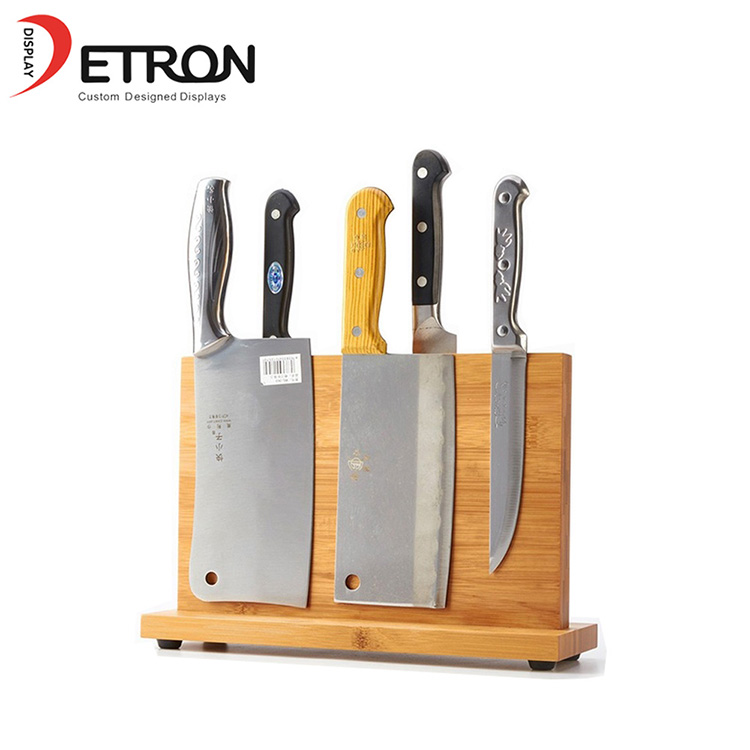 Soporte de exhibición de contador de cuchillo de madera personalizado para cocina
