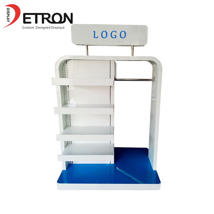 Fashion customized wooden slatwall clothing store display stand