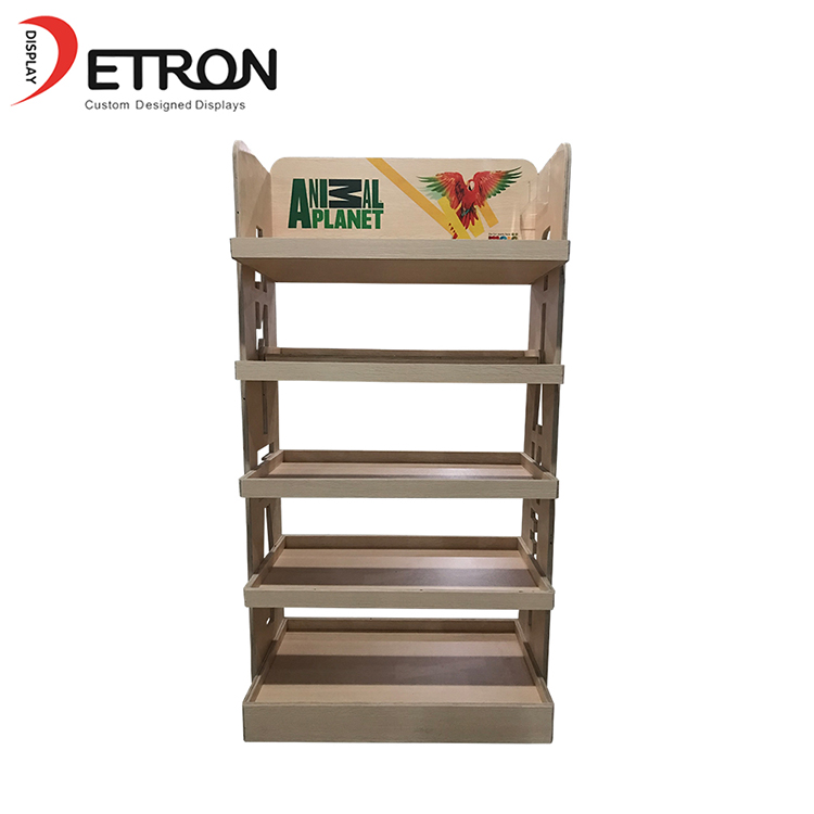 High quality custom wooden 5 tiers flooring toy store display rack