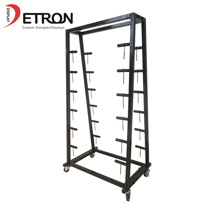Moveable customized metal fabric roll display storage rack