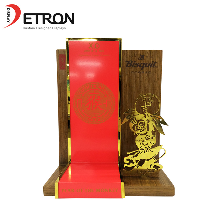 OEM wooden monkey shaped retail counter display stand for wine