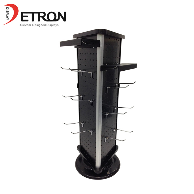 Retail shop metal rotating pegboard display stand with hook