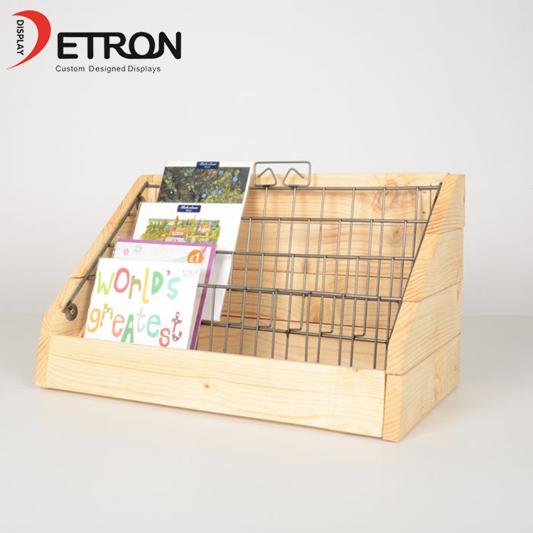 Retail shop wooden card counter display stand