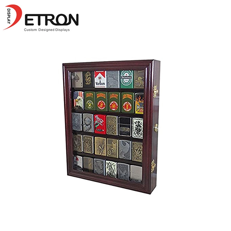 China Retail shop wooden wall mount display cabinet for cigarette manufacturer