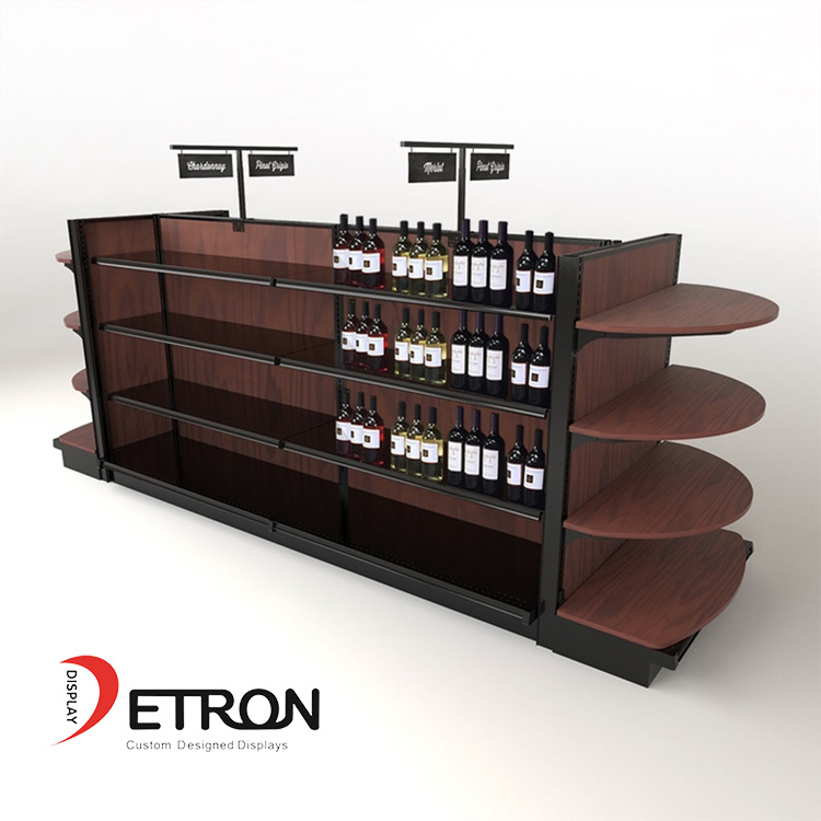 Supermarket OEM customized wooden store display fixture for wine