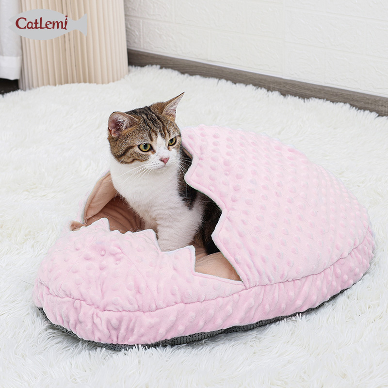超萌可爱破壳蛋设计猫窝宠物床 冬天保暖猫睡袋小型犬幼犬猫房子床垫
