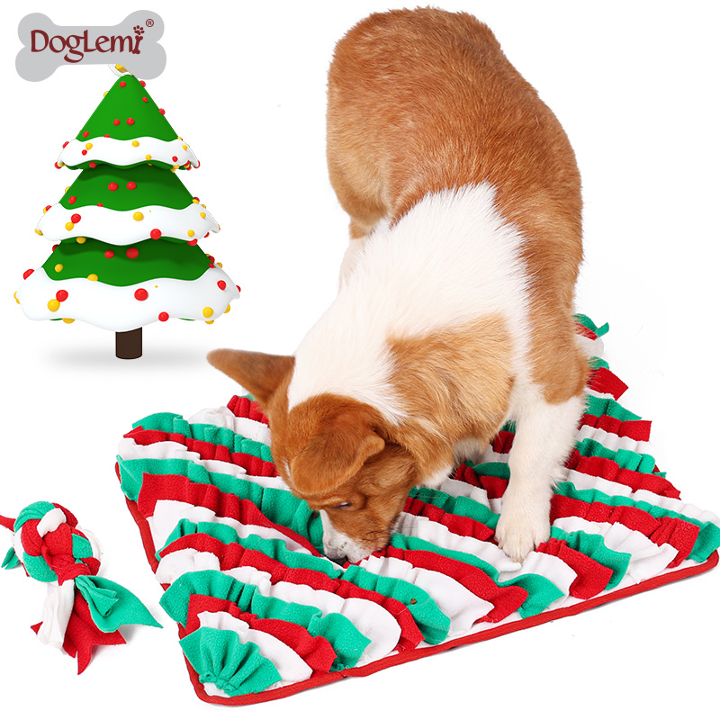 宠物圣诞玩具礼盒  狗狗嗅闻垫慢食训练闻闻毯子加狗咬玩具藏食益智圣诞套装