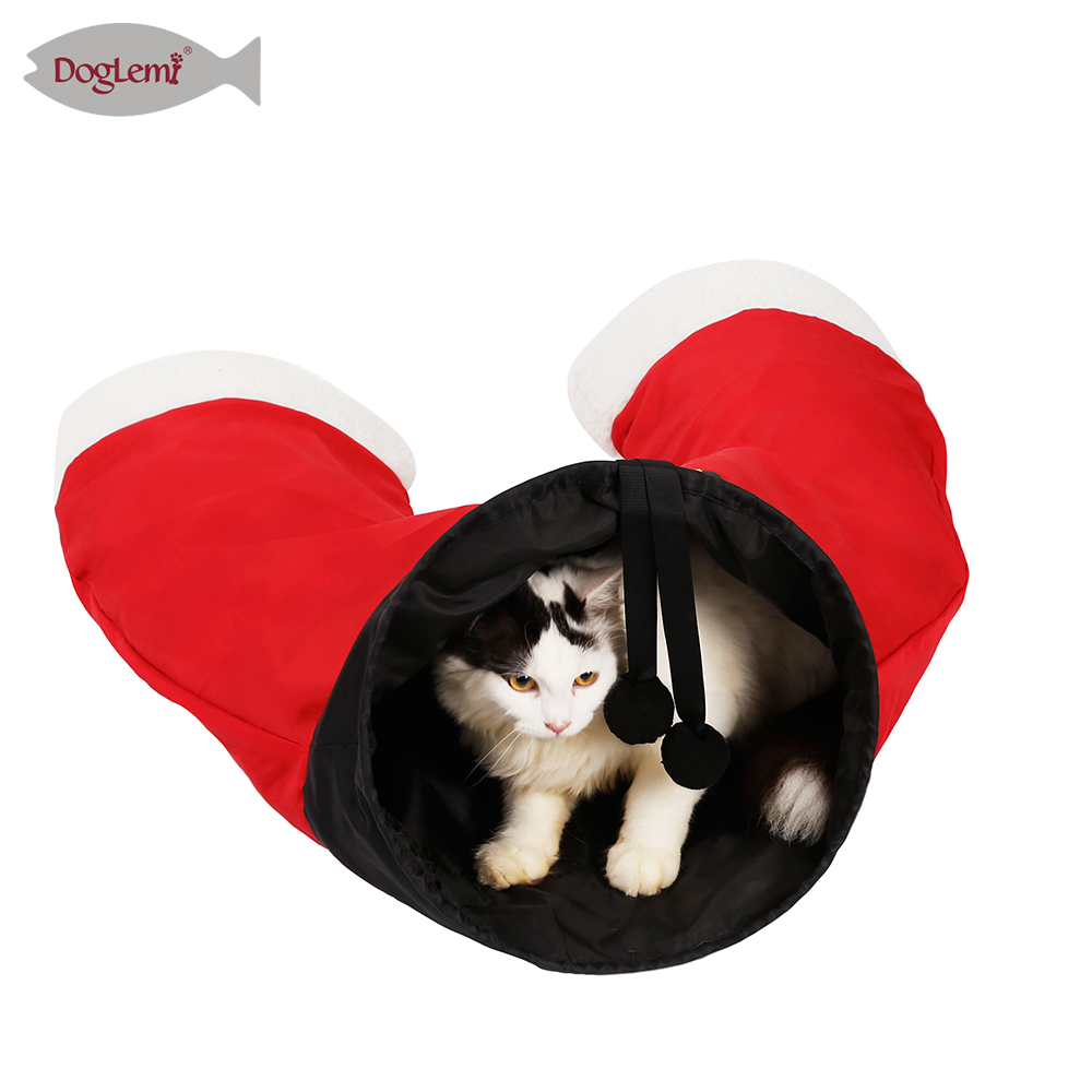 Christmas tee cat tunnel Santa Claus pants paper cat channel foldable cat toy