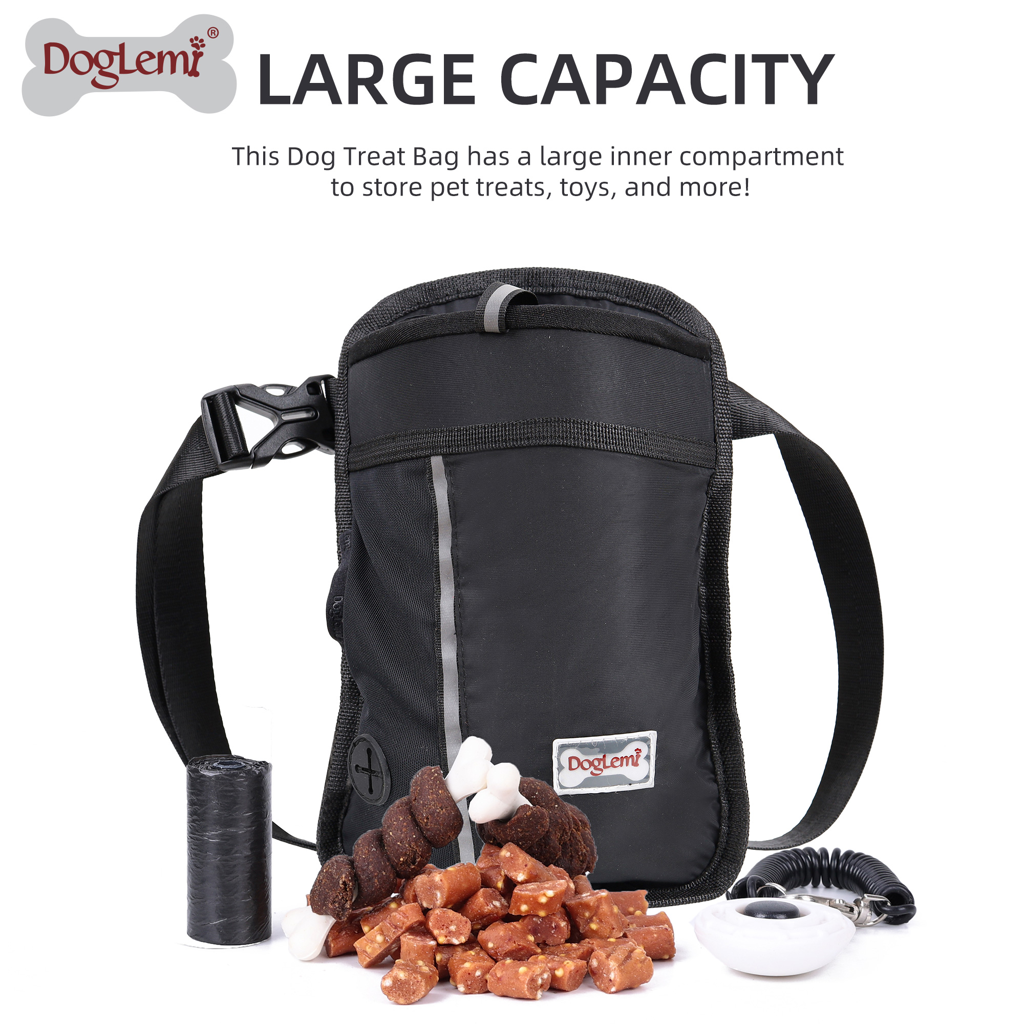 Doglemi Dog лечить тренировочный мешок с регулируемым держателем диспенсирующего дозатора пояса и корма, легко несет сумку