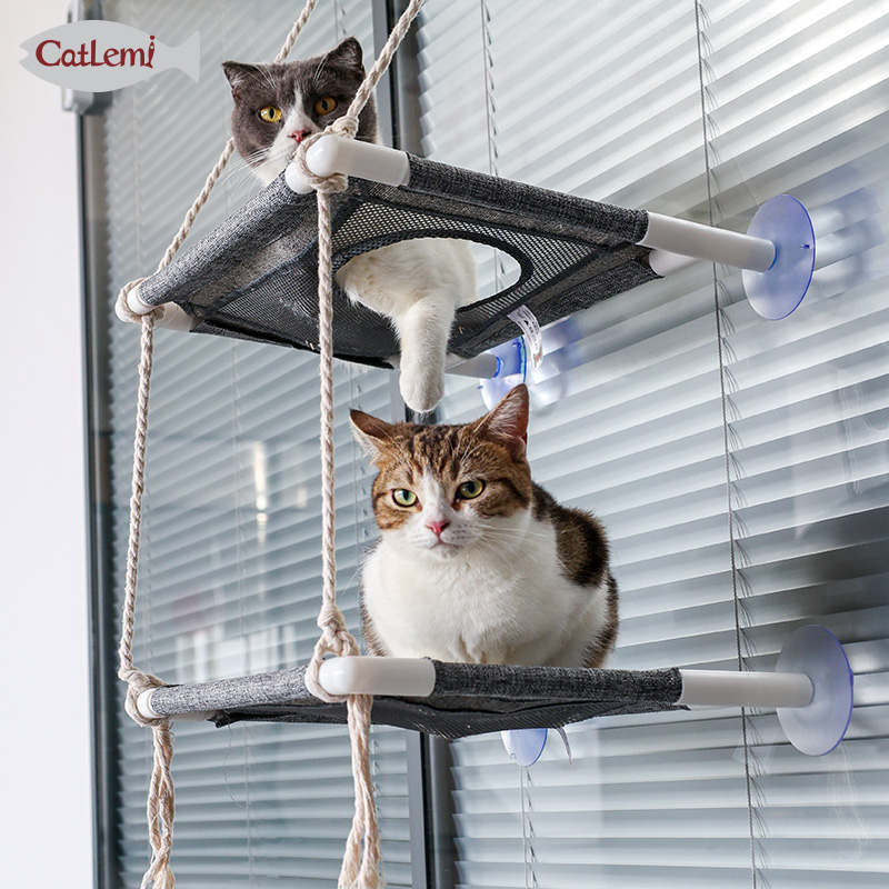 Fashion Tassel Window Cat Hammock Bed Nature Cotton Ropes Suction Cups Cat Window Seat Perch