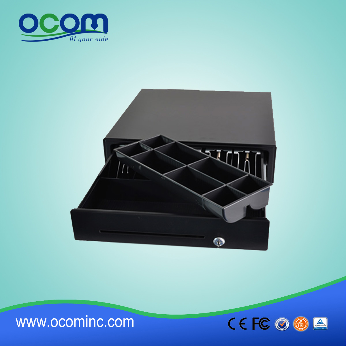 (ECD410) Szerokość 410 mm Dostarcza standardową metalową szufladę gotówkową POS