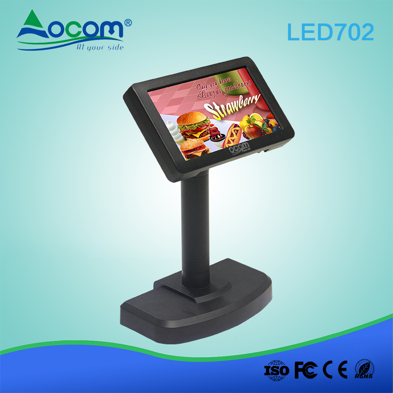 (LED702)7 inch Flexible VGA port LED Pole Display with Stand