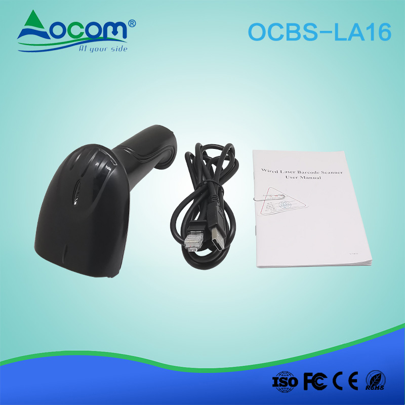 (OCBS-LA16) Auto Sense Handheld Wired 1D Laser Bar Code Reader Barcode Scanner With Stand