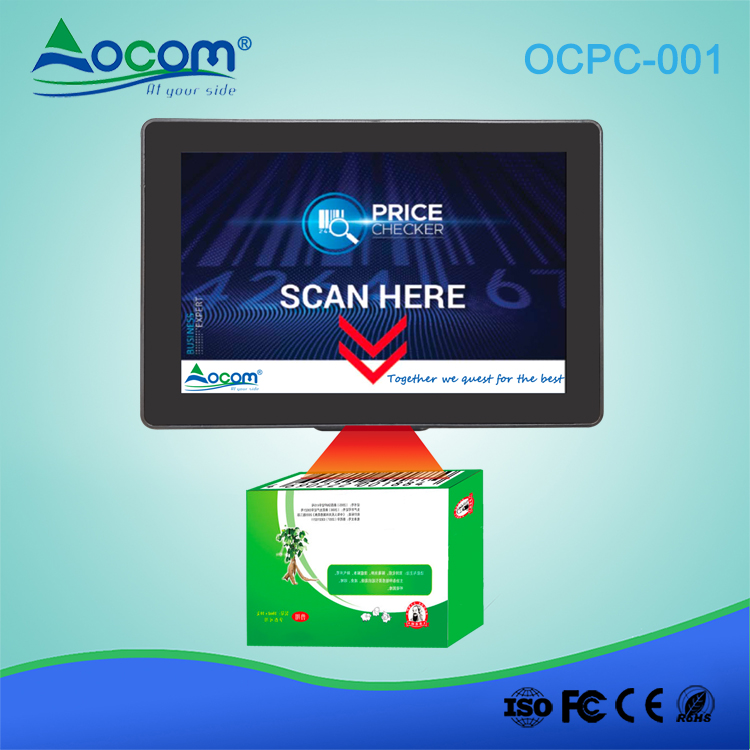 (OCPC-001-A) 10.1 inch Android system pos touch screen price checker with 2D barcode scanner
