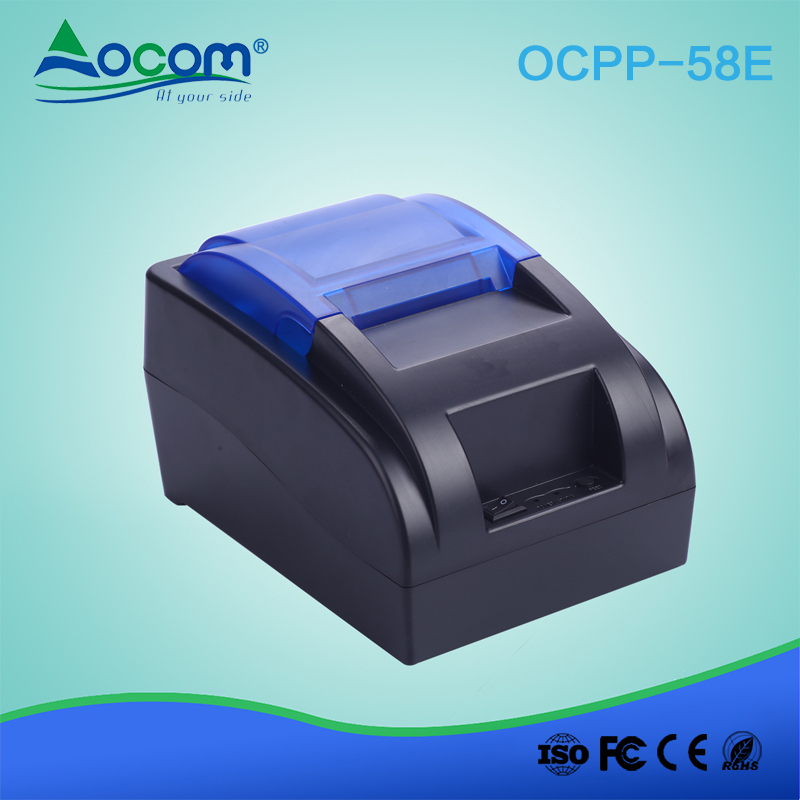 (OCPP -58E) Pequeña impresora térmica de recibos POS de 58 mm con adaptador de corriente incorporado