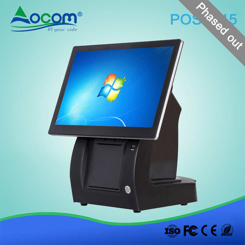 (POS-E15)  windows/android touch screen all-in-one pos system with Printer