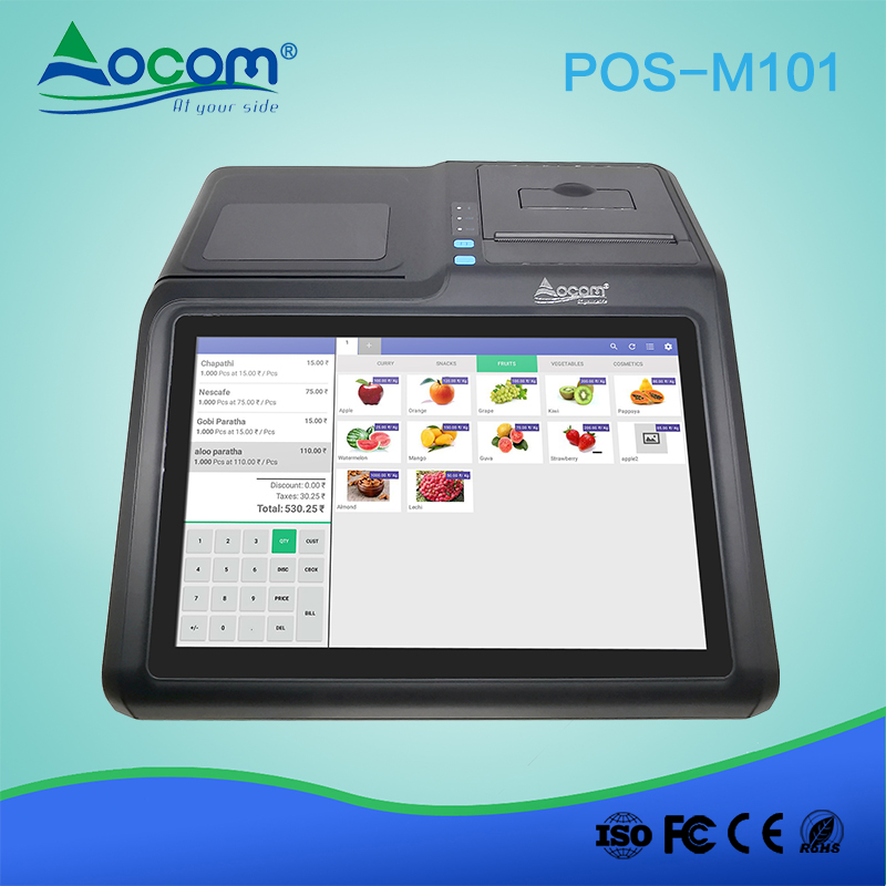 (POS-M101-A) 10.1 Inch Android 7.1 Touch  Screen POS Terminal with 80mm Printer, LCD Display MSR RFID 2D Scanner Battery options
