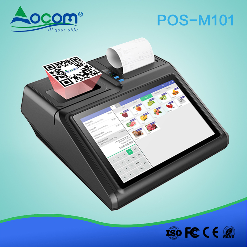(POS-M101-W) 10.1 Inch Windows 10 Pro system Touch Screen POS Terminal with 80mm Printer, LCD Display MSR RFID 2D Scanner Battery options