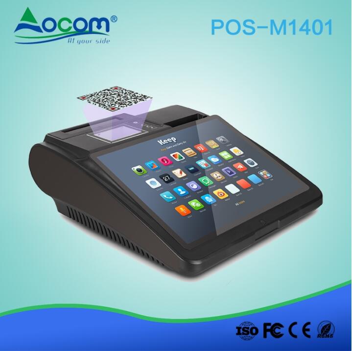 (POS-M1401) 14,1 inch Android-aanraakscherm Alles-in-één pos-machine met ingebouwde printer