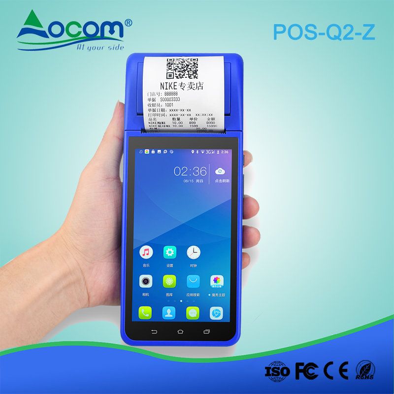 (POS-Q2-Z) 5.5 Inch Portable Android 8.1 Handheld POS Terminal with 58mm Thermal Printer