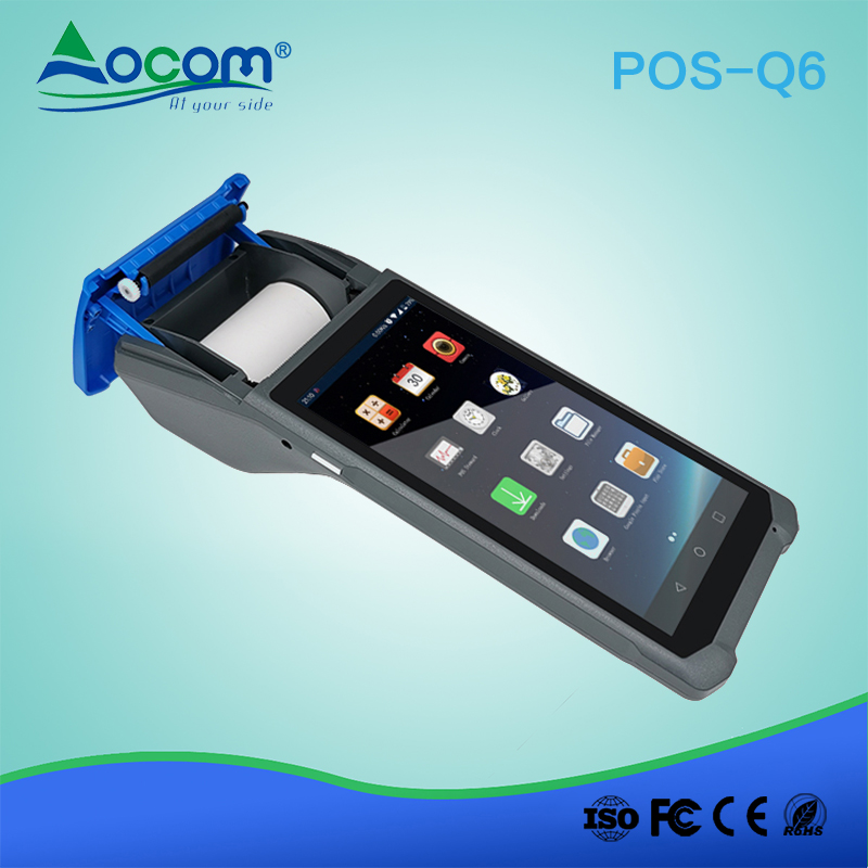 (POS-Q5/Q6) 5.99" HD IPS Screen Android Portable Ultra-thin POS Terminal with 58mm thermal Printer, Scanner, NFC, Camera and Speaker