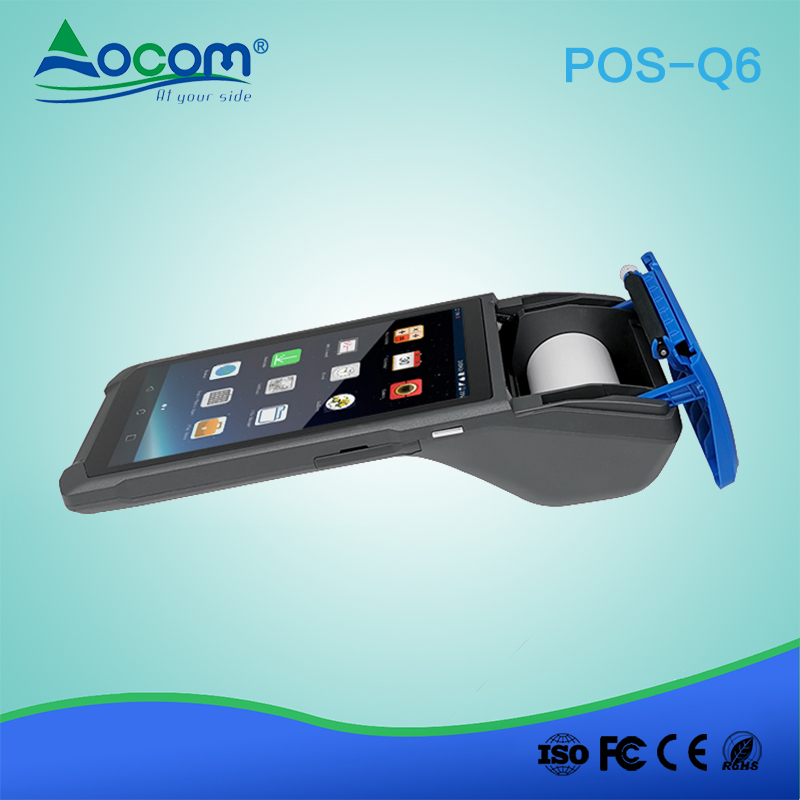 (POS-Q5/Q6) 5.99" HD IPS Screen Android Portable Ultra-thin POS Terminal with 58mm thermal Printer, Scanner, NFC, Camera and Speaker