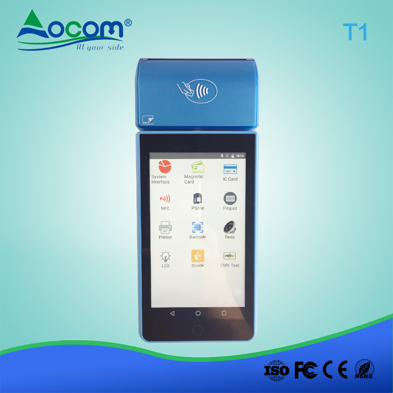 (POS -T1) Ordinateur de poche Android Tout-en-un, Système de terminal POS, vente au détail avec carte SIM