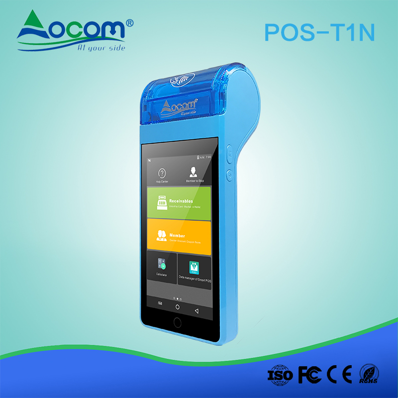 (POS -T1N) 5-calowy ręczny terminal Android 7.0 POS z drukarką termiczną 58 mm