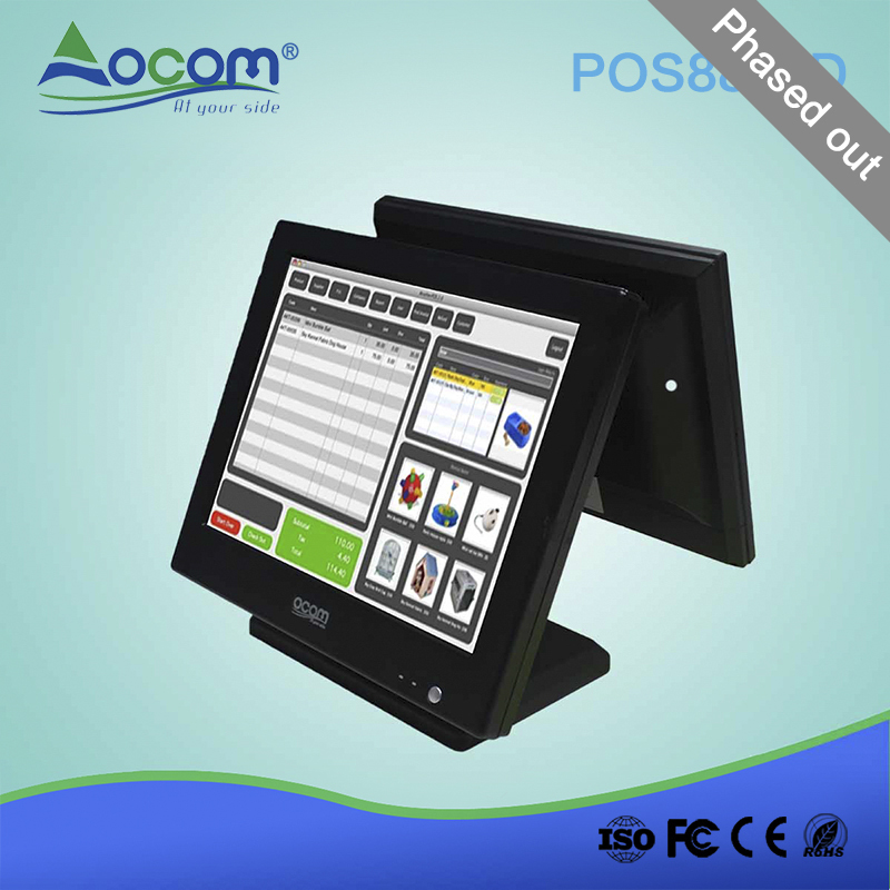 (POS-8815D) 15 Inch Dual Screen All-In-One Touch POS Machine