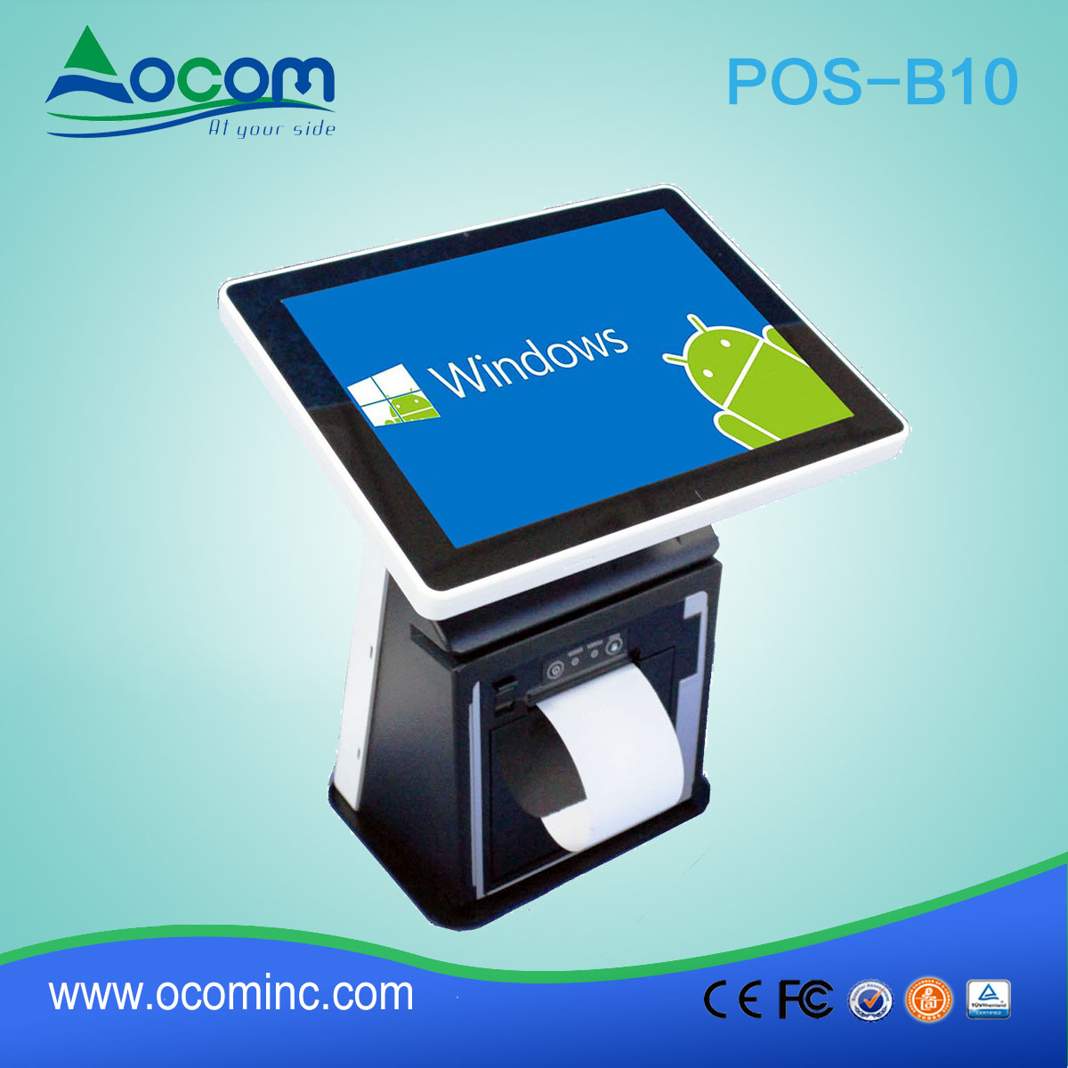 10" touch dual screen all in one pos manufacturer with optional Android or Windows OS