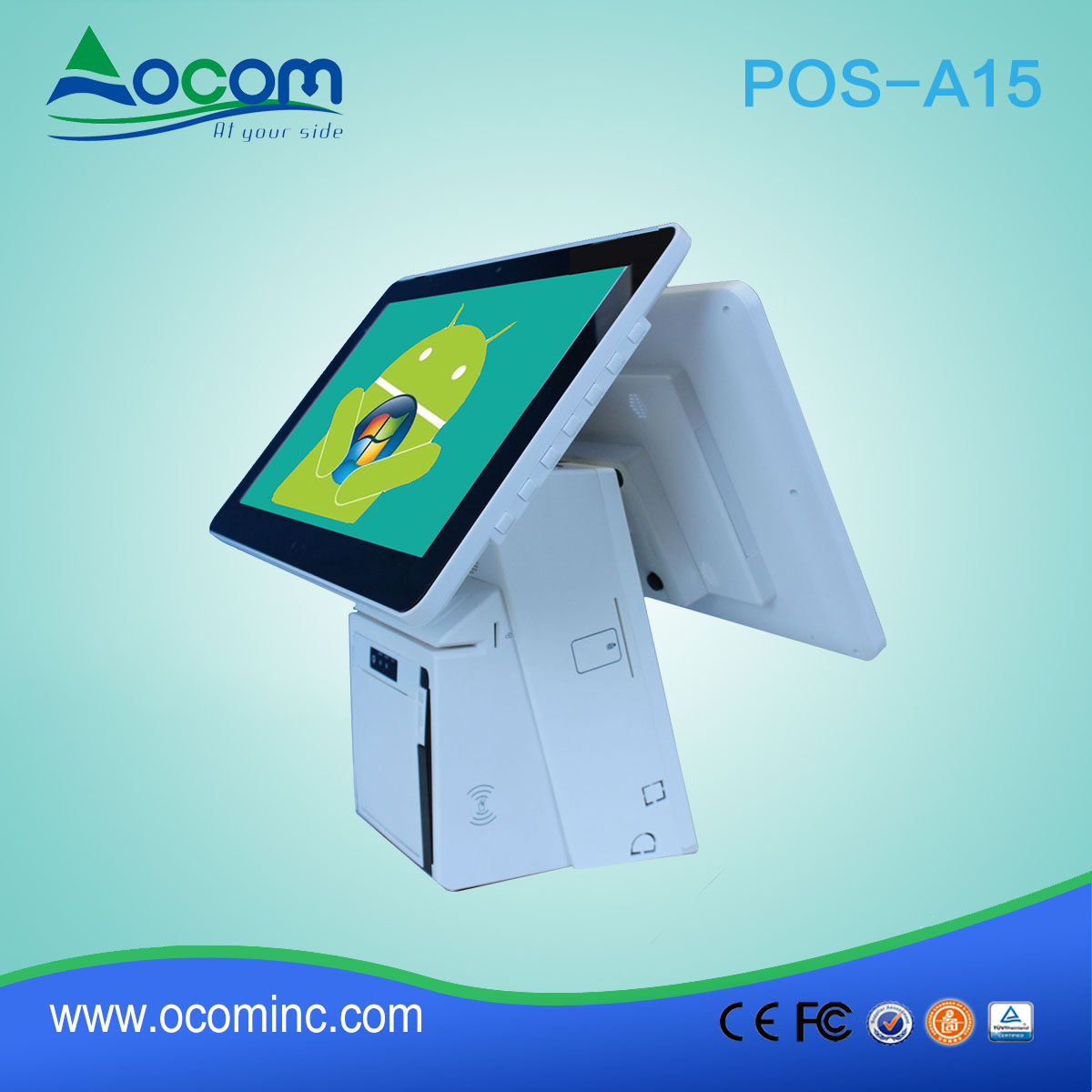 15.6" Windows Android all in one pos terminal price with 2" or 3" thermal printer