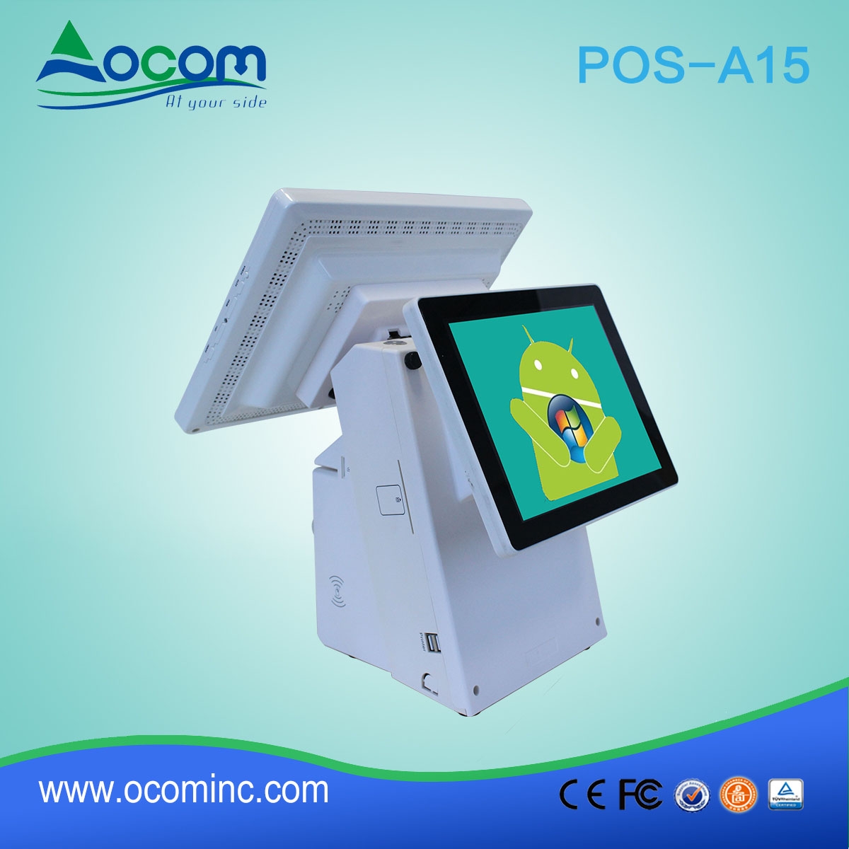 15.6 inch dual screen oem odm all in one pos terminal with printer